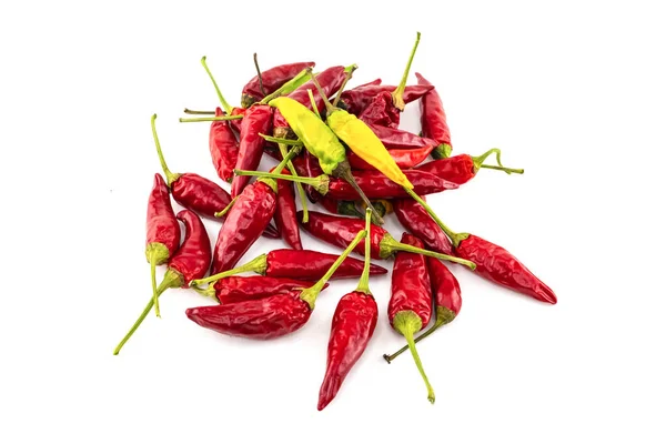 Gul Chili Röd Varm Chili Peppar Vit Isolerad Bakgrund — Stockfoto