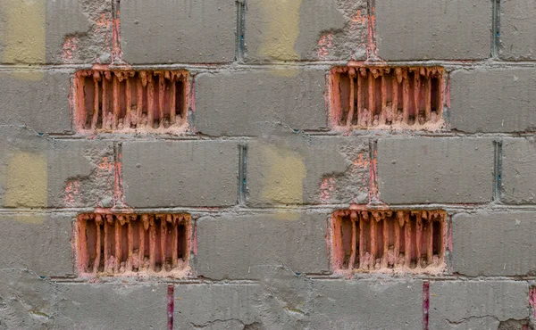 Průmyslová Textura Cihlová Stěna Továrny Stará Zničená Zeď — Stock fotografie