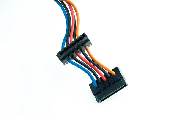 Black Connector Colored Wires Isolated Background — Stock Photo, Image
