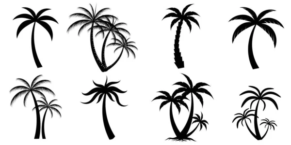 Collezione Black Coconut Trees Icona Può Essere Utilizzato Illustrare Qualsiasi — Vettoriale Stock