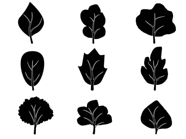 Collection Icônes Arbres Noirs Peut Être Utilisé Pour Illustrer Importe — Image vectorielle