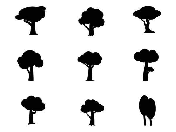 Collection Black Trees Icon Can Used Illustrate Any Nature Healthy — Stock Vector