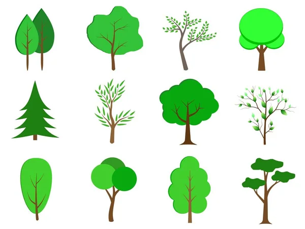 Colección Árboles Planos Icono Puede Utilizar Para Ilustrar Cualquier Naturaleza — Vector de stock