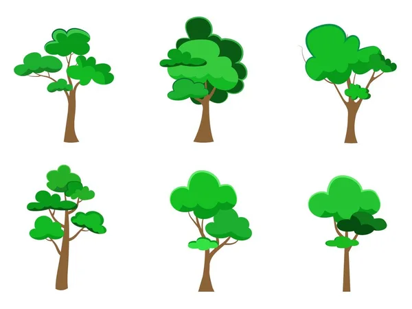 Sammlung Flacher Bäume Ikone Kann Verwendet Werden Jedes Thema Der — Stockvektor