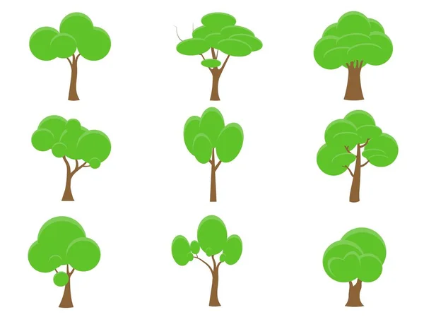 Коллекция Плоских Деревьев Использована Иллюстрации Любой Темы Природы Здорового Образа — стоковый вектор