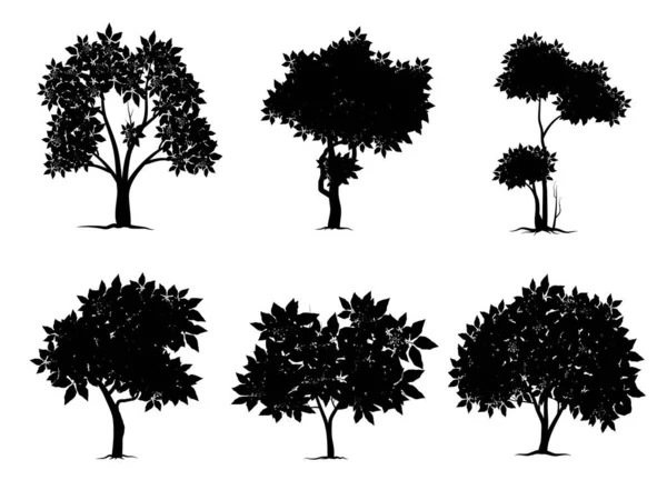 Schwarzer Baum Symbolstil Und Weißer Hintergrund — Stockvektor