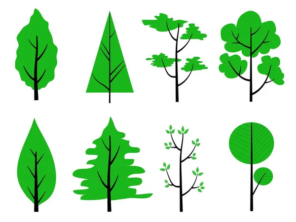 Kolekcja Płaskich Drzew Może Być Używany Zilustrowania Każdej Natury Lub — Wektor stockowy