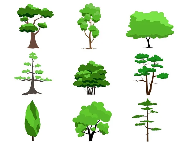 Colección Árboles Planos Icono Puede Utilizar Para Ilustrar Cualquier Naturaleza — Vector de stock