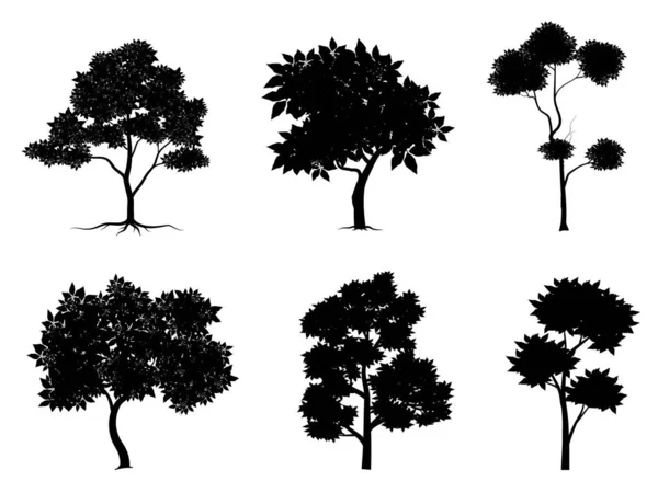 Collection Black Flat Trees Icône Peut Être Utilisé Pour Illustrer — Image vectorielle