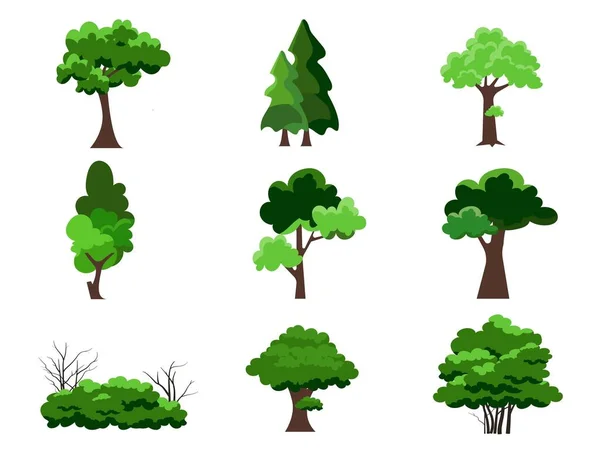 Coleção Árvores Planas Ícone Pode Ser Usado Para Ilustrar Qualquer —  Vetores de Stock