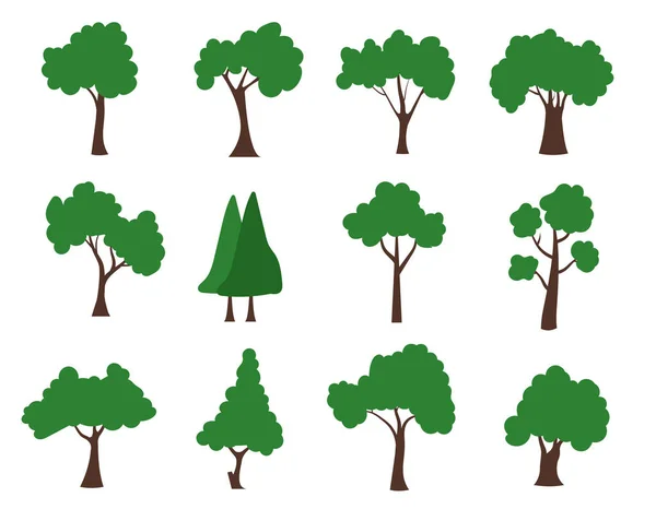 Verzameling Van Platte Bomen Pictogram Kan Worden Gebruikt Ter Illustratie — Stockvector