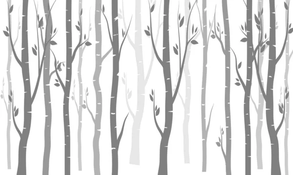 Black Branch Tree Set Sagome Alberi Nudi Illustrazioni Isolate Mano — Vettoriale Stock