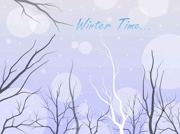 Black Branch Tree Forest Background Snowing Winter Season Concept Ilustrações — Vetor de Stock