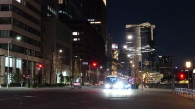 Marunouchi, Tokyo Japon Gece Manzarası Ocak 2025