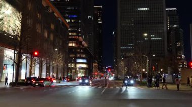 Marunouchi, Tokyo Japon Gece Manzarası Ocak 2025