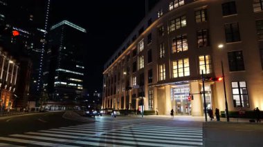 Marunouchi, Tokyo Japon Gece Manzarası Ocak 2025