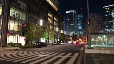 Marunouchi, Tokyo Japon Gece Manzarası Ocak 2025