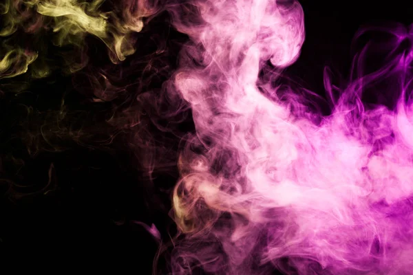 Thick Colorful Smoke Pink Yellow Black Isolated Background Background Smoke — Stock Photo, Image