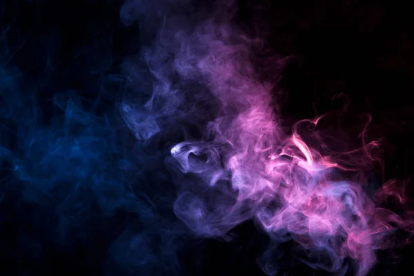 Espessa Fumaça Colorida Rosa Azul Fundo Isolado Preto Antecedentes Fumaça — Fotografia de Stock