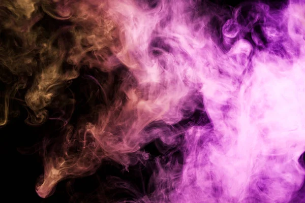 Rózsaszín Sárga Fekete Vastag Színes Füst Elszigetelt Háttér Háttérben Füst — Stock Fotó