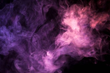 Bulut kırmızı ve pembe duman siyah Yalıtılmış zemin. Vap duman arka plan