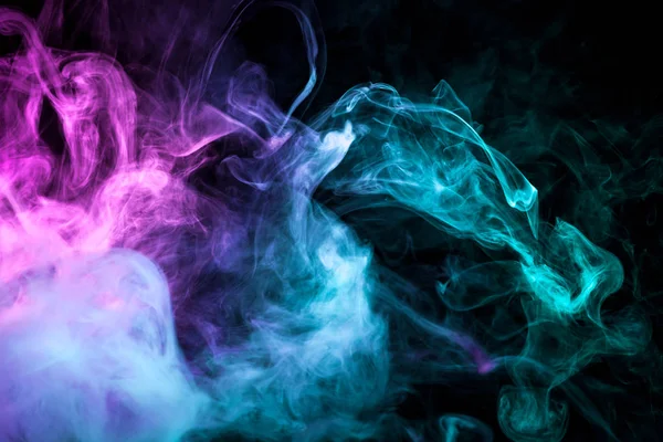 Colorful Pink Blue Smoke Black Isolated Background Background Smoke Vape — Stock Photo, Image