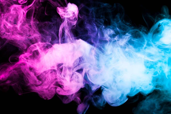 Thick Colorful Smoke Pink Blue Black Isolated Background Background Smoke — Stock Photo, Image