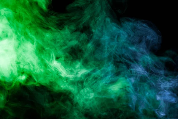 Green Blue Smoke Black Backgroun — Stock Photo, Image