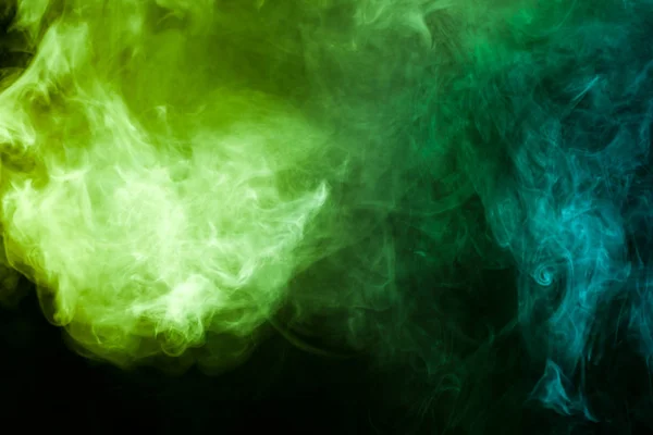 Humo Verde Azul Sobre Fondo Negro — Foto de Stock