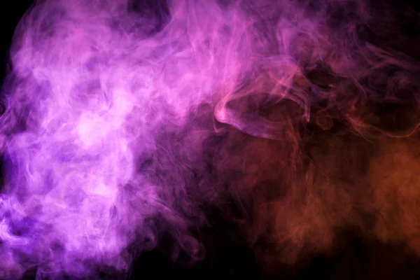 Tarka Sűrű Füst Elszigetelt Fekete Alapon Rózsaszín Piros Színekben Háttérben — Stock Fotó