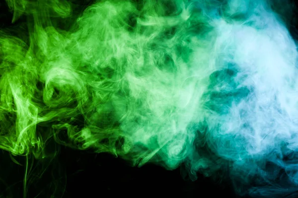 Kouř Abstraktní Pozadí Modrá Zelená Plamen Černá Spirála Barevné Fraktální — Stock fotografie
