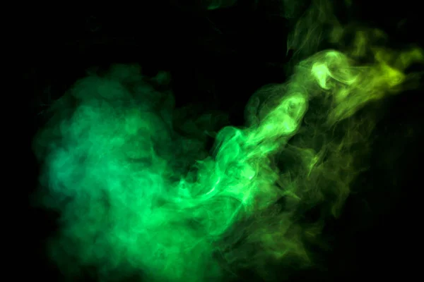 Nube Verde Amarilla Humo Fondo Negro Aislado Antecedentes Del Humo — Foto de Stock