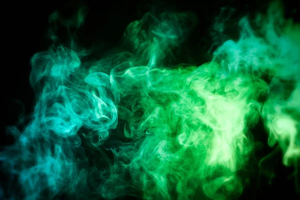Grüne Und Gelbe Rauchwolken Vor Schwarzem Hintergrund Hintergrund Aus Dem — Stockfoto