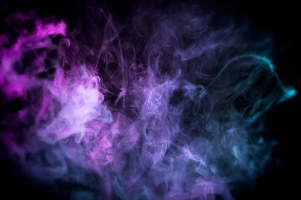 Růžové Fialové Modré Oblak Dýmu Černé Izolované Pozadí Pozadí Kouře — Stock fotografie