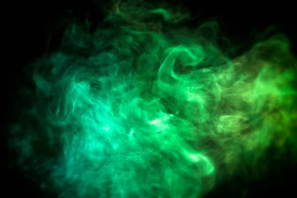 Blue Green Yellow Cloud Smoke Black Isolated Background Background Smoke — Stock Photo, Image