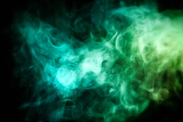 Облако Зелёного Жёлтого Дыма Чёрном Изолированном Фоне Фон Дыма Вап — стоковое фото