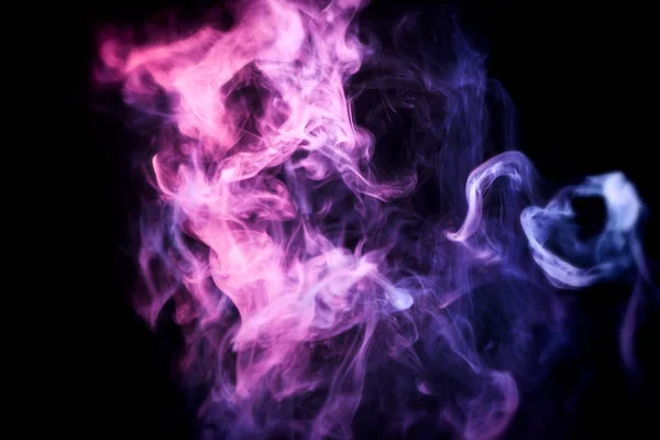Cloud Modré Růžové Kouř Černém Pozadí Izolované Pozadí Kouře Vap — Stock fotografie