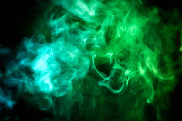 Oblak Zeleného Žlutého Dýmu Černém Pozadí Izolované Pozadí Kouře Vap — Stock fotografie
