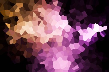 Renkli soyut geometrik kompozisyon, geometrik desen orange ve çeşitli çokgenler ve üçgen siyah Kağıt arka plan üzerinde pembe.