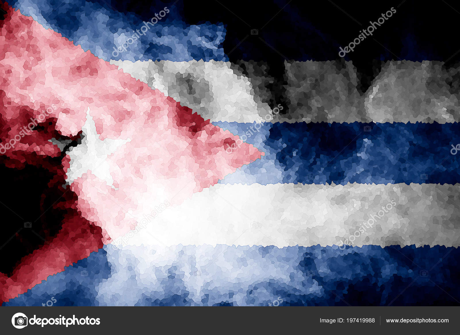 厚いからキューバの国旗色分離黒地に煙 ストック写真 C Everyonensk