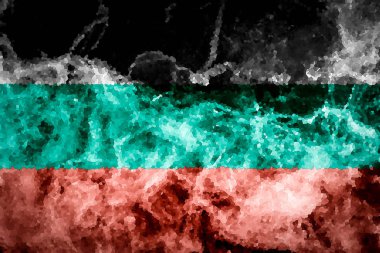Bulgaristan Ulusal bayrak üzerinden kalın siyah bir izole arka plan üzerinde duman renkli