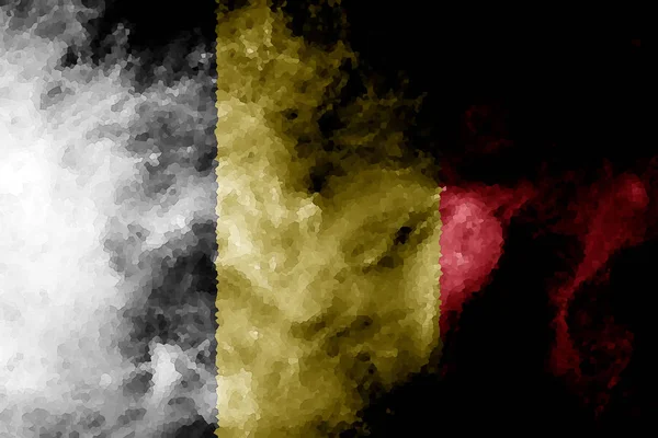 Bandeira Nacional Bélgica Fumaça Colorida Grossa Fundo Isolado Preto — Fotografia de Stock