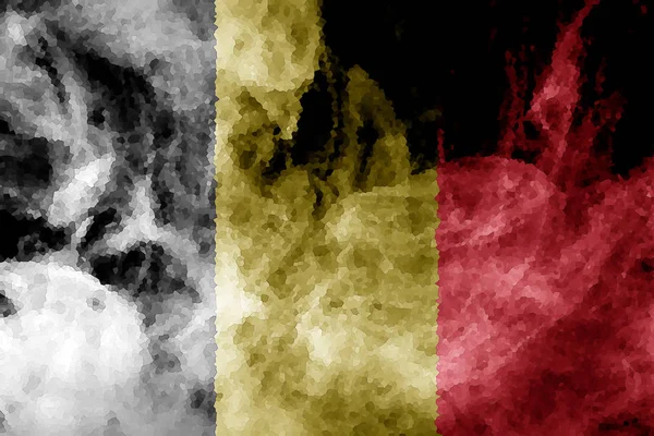 Національний Прапор Бельгії Товстими Кольорові Диму Чорному Тлі Ізольовані — стокове фото