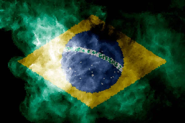 Bandera Nacional Brasil Humo Color Grueso Sobre Fondo Negro Aislado —  Fotos de Stock