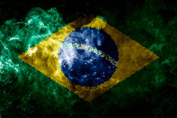 Nationale Vlag Van Brazilië Van Dikke Gekleurde Rook Een Zwarte — Stockfoto