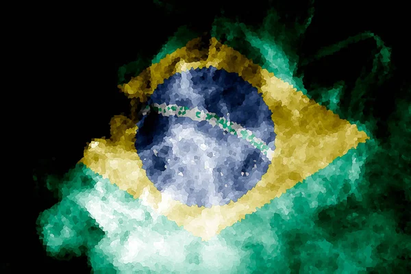 Nationale Vlag Van Brazilië Van Dikke Gekleurde Rook Een Zwarte — Stockfoto