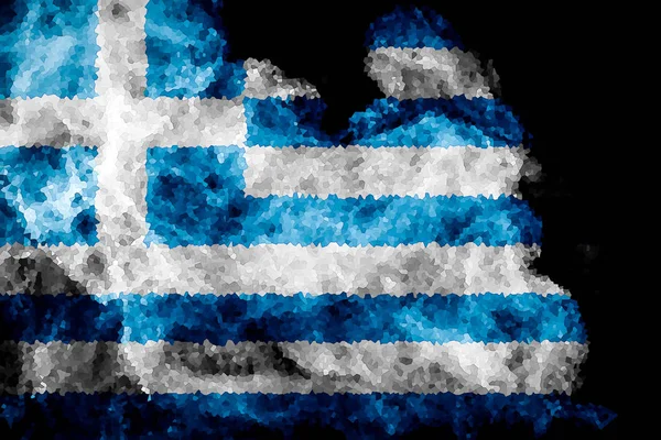Εθνική Σημαία Της Ελλάδας Από Χοντρό Χρωματιστό Καπνού Πάνω Μαύρο — Φωτογραφία Αρχείου