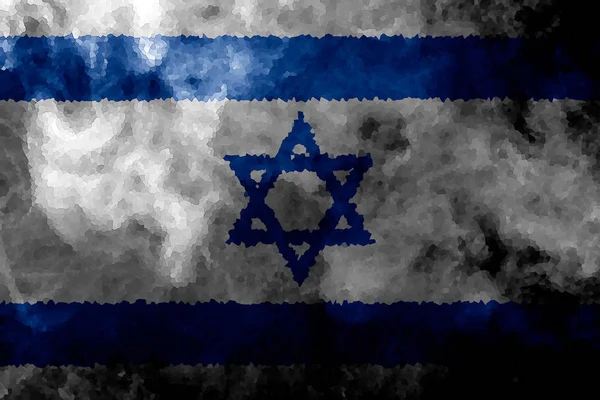 National Flag Israel Thick Colored Smoke Black Isolated Background — Stock Photo, Image