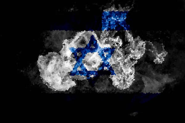 National Flag Israel Thick Colored Smoke Black Isolated Background — Stock Photo, Image