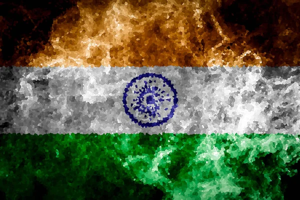 Nationale Vlag Van India Van Dikke Gekleurde Rook Een Zwarte — Stockfoto